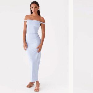 Peppermayo Arabella Twist Shoulder Maxi Dress (Blue)